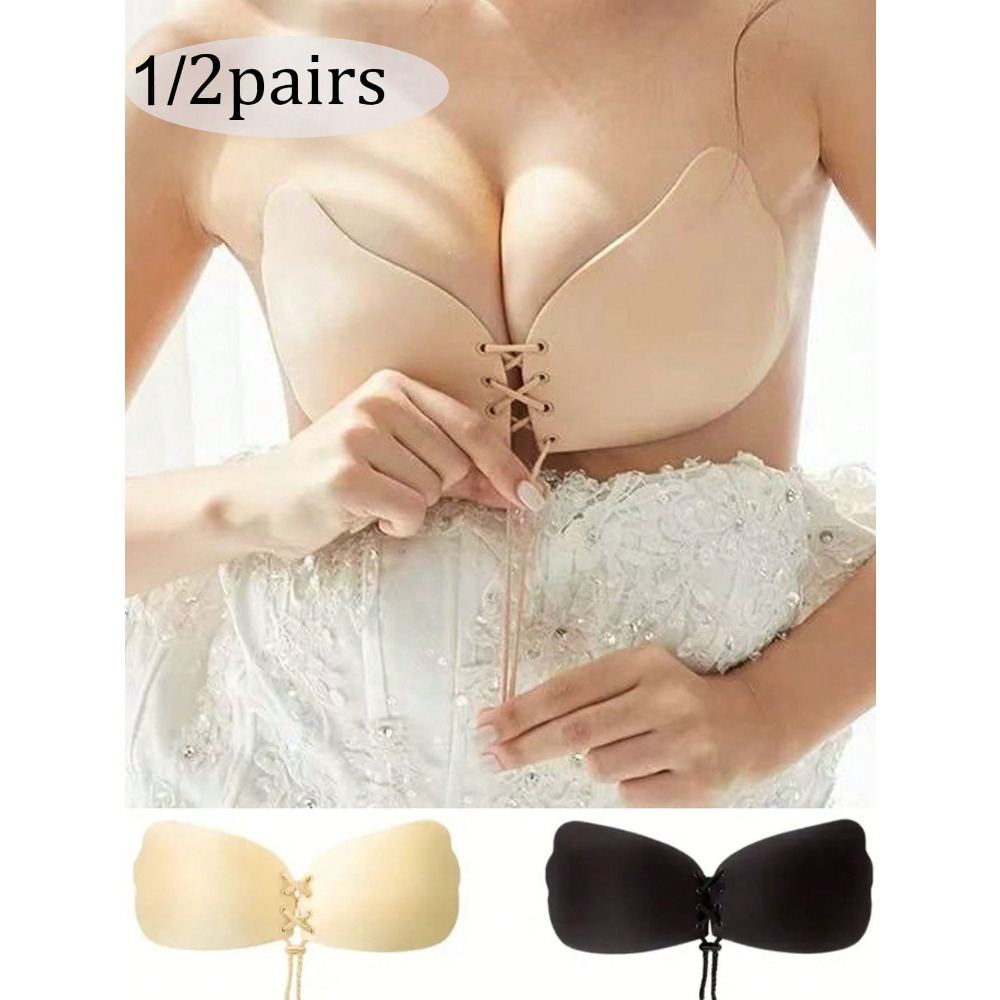 Strapless Bra Adhesive - 1/2pcs Wing-Shaped Adhesive Bra With Drawstring