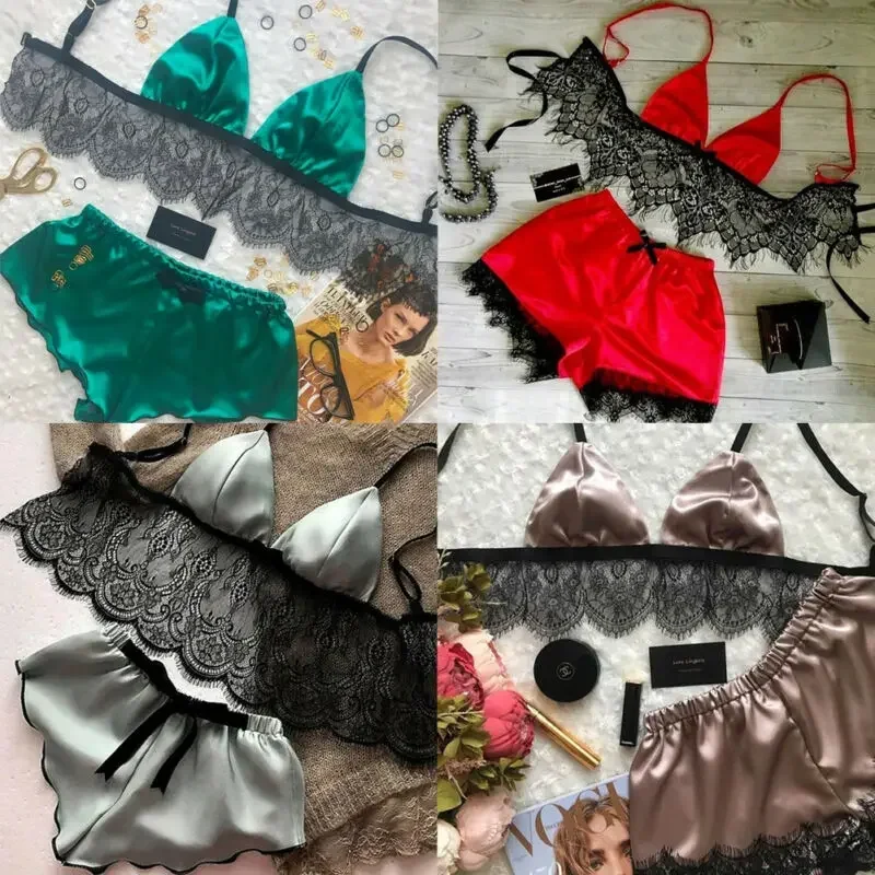 Women's Underwear Sexy Silk Sa - Lace Bralette Set avis et prix