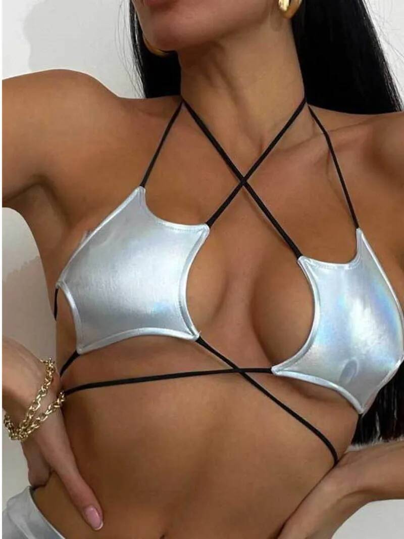 Women's Metallic Star Bra Top  - Lace Bralette Set avis et prix