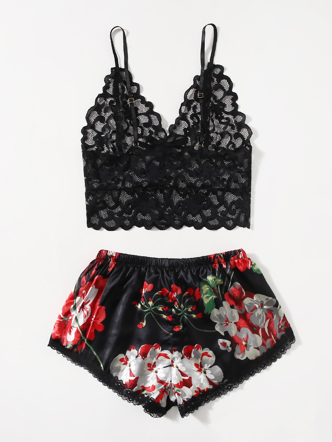 Floral Lace Pajama Set for Wom - Lace Bralette Set avis et prix