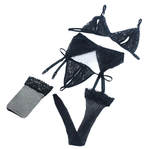 Lace Women Lingerie Set 4 Pcs  - Lace Bralette Set avis et prix