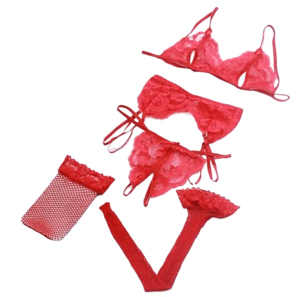 Lace Women Lingerie Set 4 Pcs  - Lace Bralette Set avis et prix
