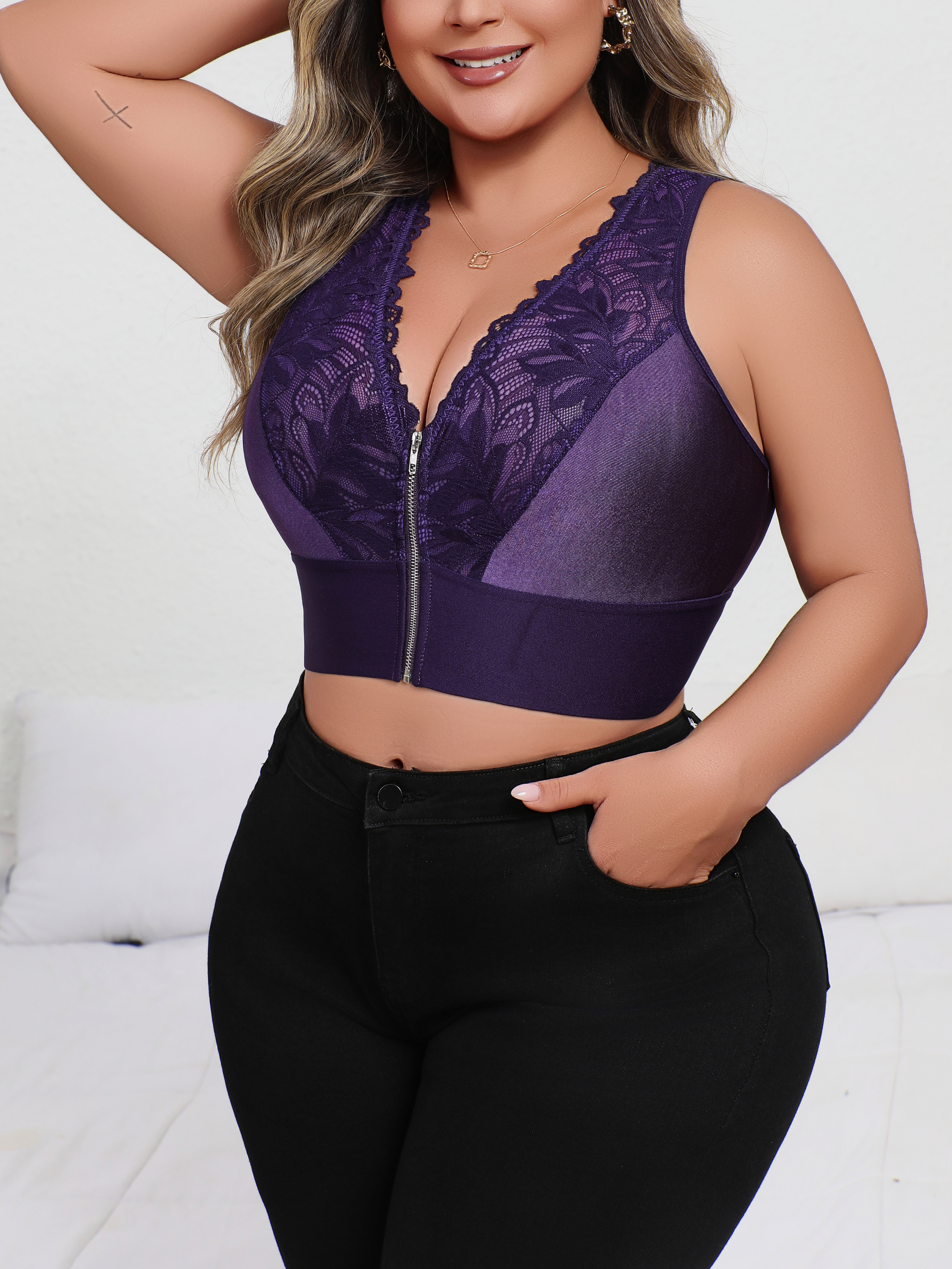 New Arrival Plus Size Sexy Pur - Plunge Bra Push Up avis et prix